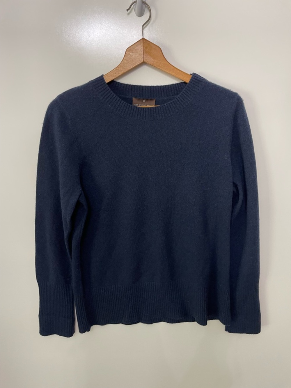 Fenn Wright Manson Cashmere Sweater Dark Navy Crewneck Knit Womens XL Cabincore
